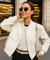 Jaqueta Bomber Feminina Sarja Gola Canelada Casual Urbano | Patye